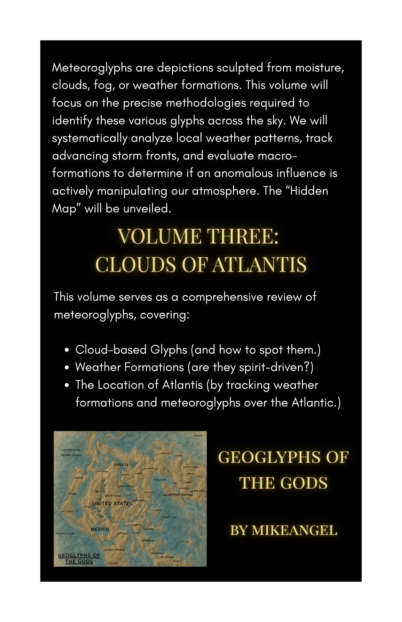 Geoglyphs of the Gods Volume 3: Clouds of Atlantis — back cover
